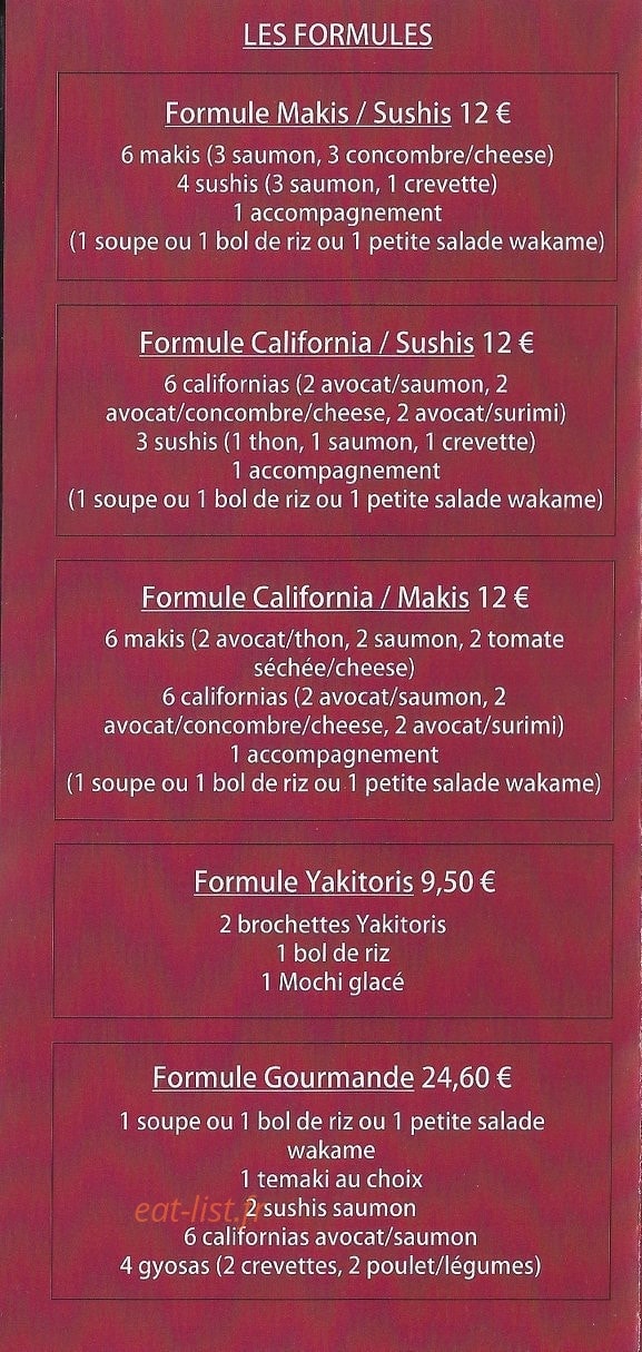 Le Comptoir du Sushi — carte page 2