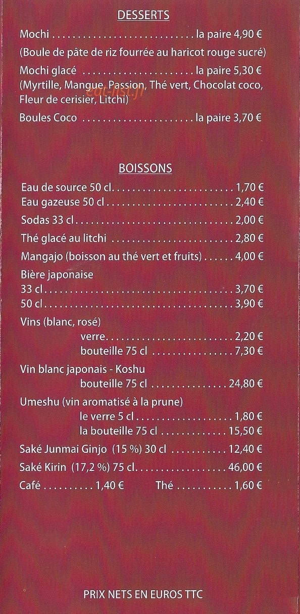 Le Comptoir du Sushi — carte page 6