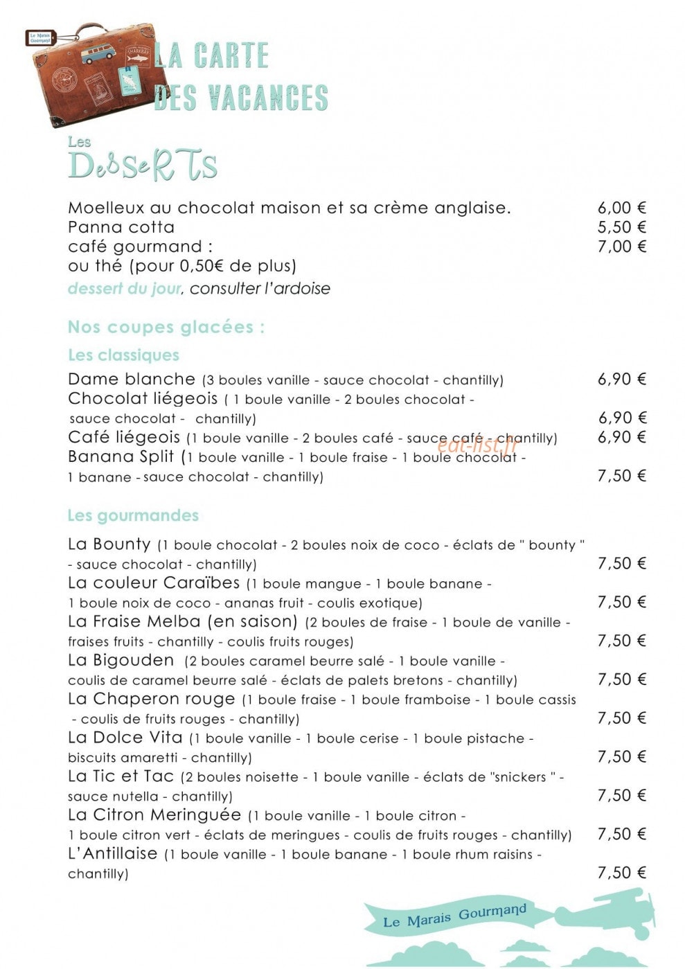 Le Marais Gourmand — carte page 6