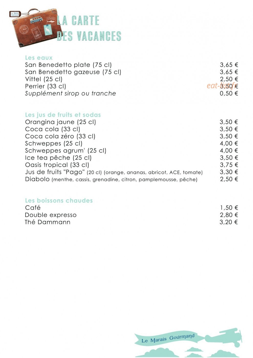 Le Marais Gourmand — carte page 7