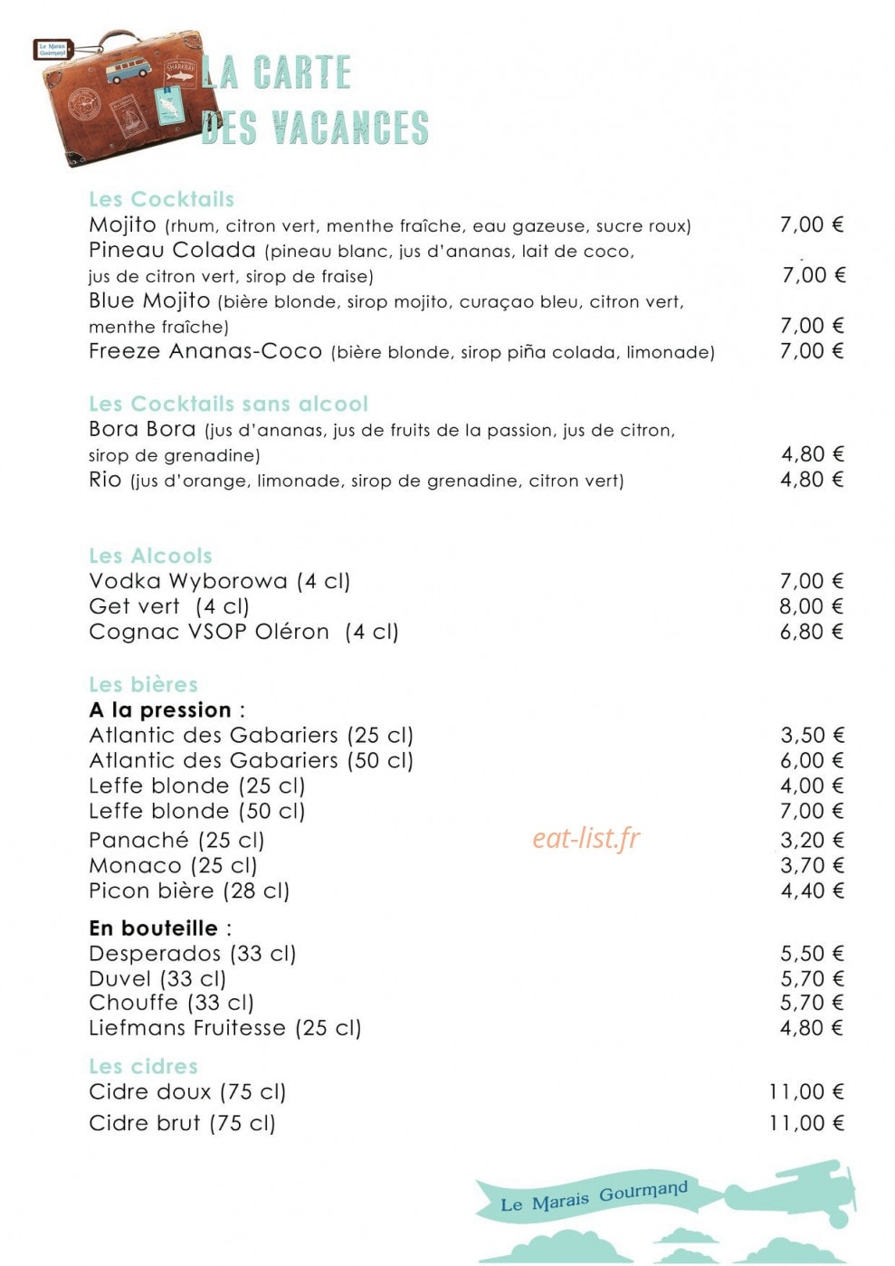 Le Marais Gourmand — carte page 5