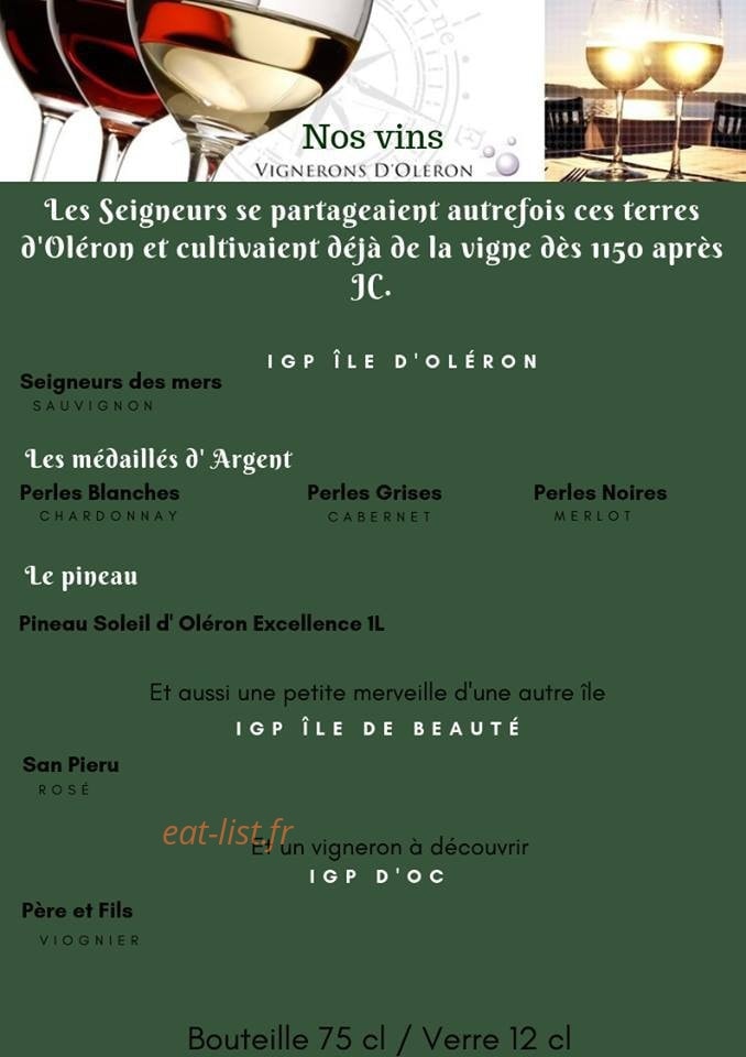 Carte et menu de Cabane Omers à Marennes-Hiers-Brouage  — Vins