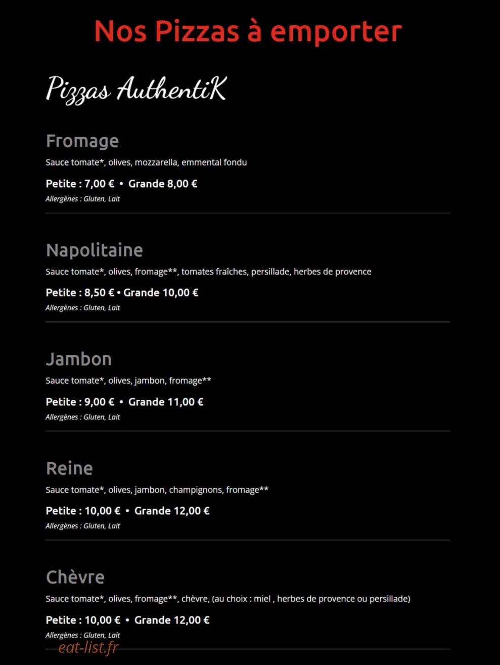 Kpizz — carte page 1
