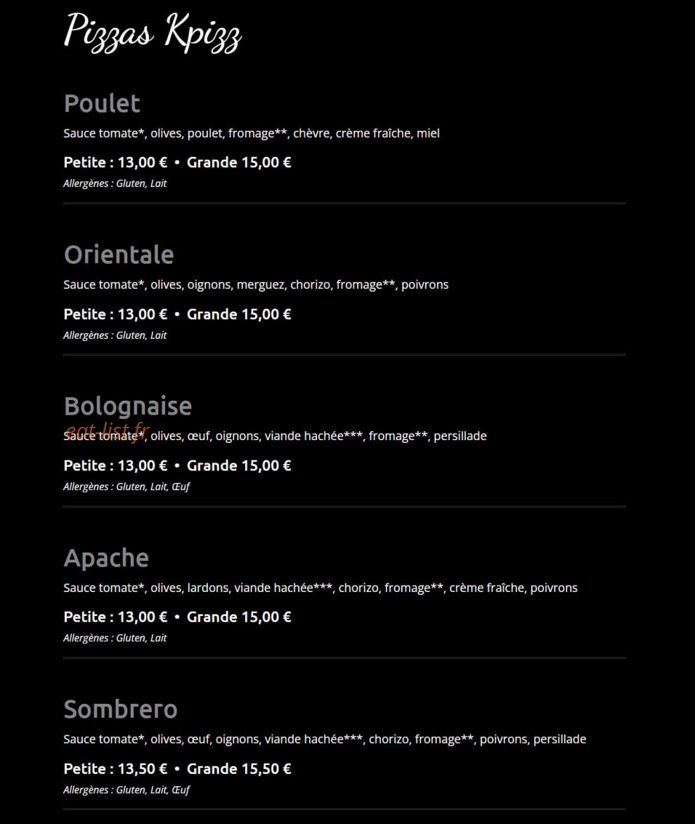 Kpizz — carte page 5