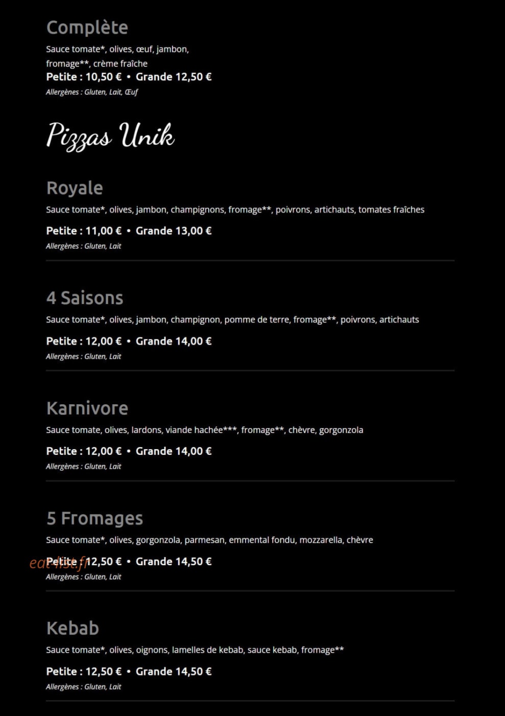 Kpizz — carte page 3
