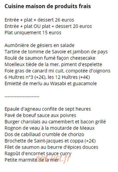 L'eau à la Bouche — carte page 1