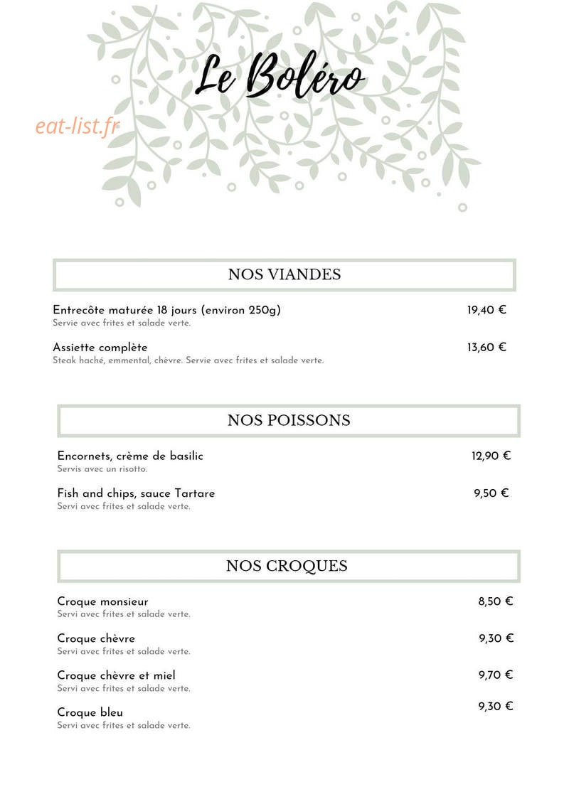 Le Boléro — carte page 1
