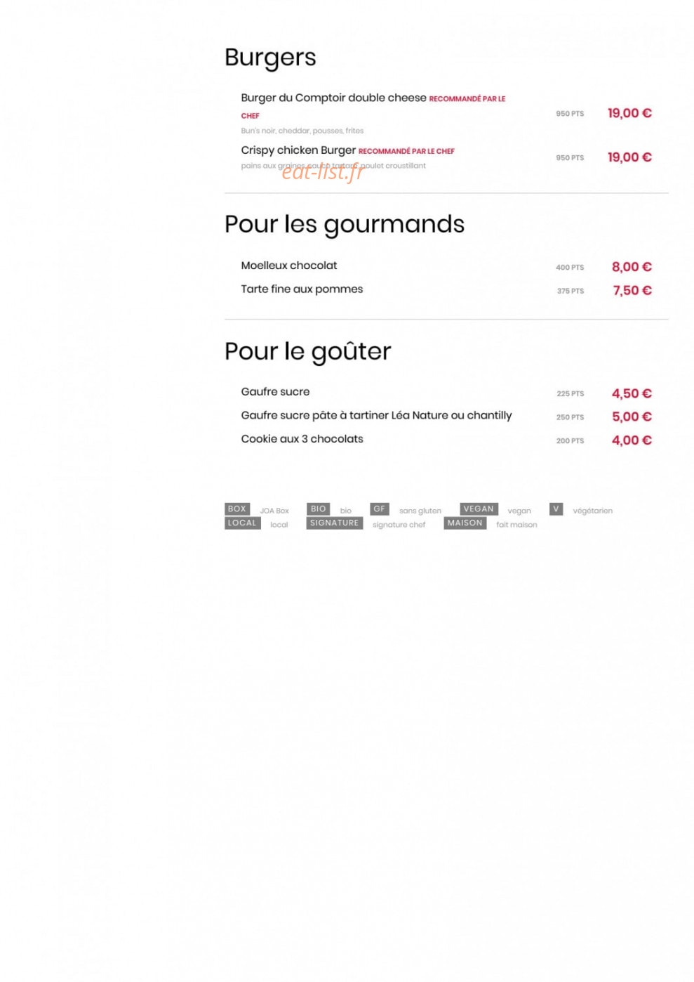 Le Comptoir JOA — carte page 3
