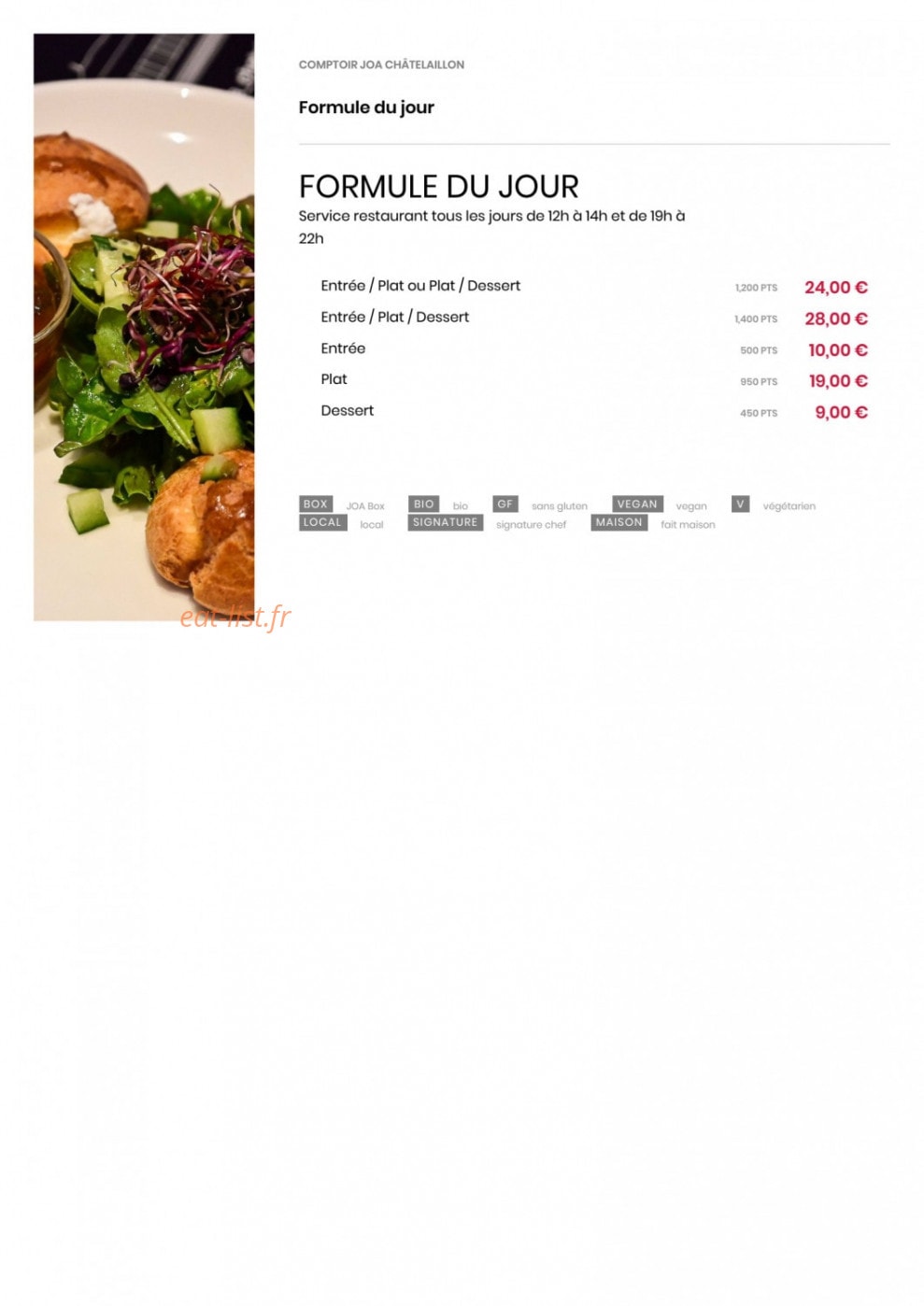 Le Comptoir JOA — carte page 1