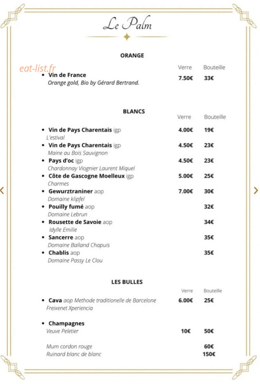 Le Palm — carte page 3