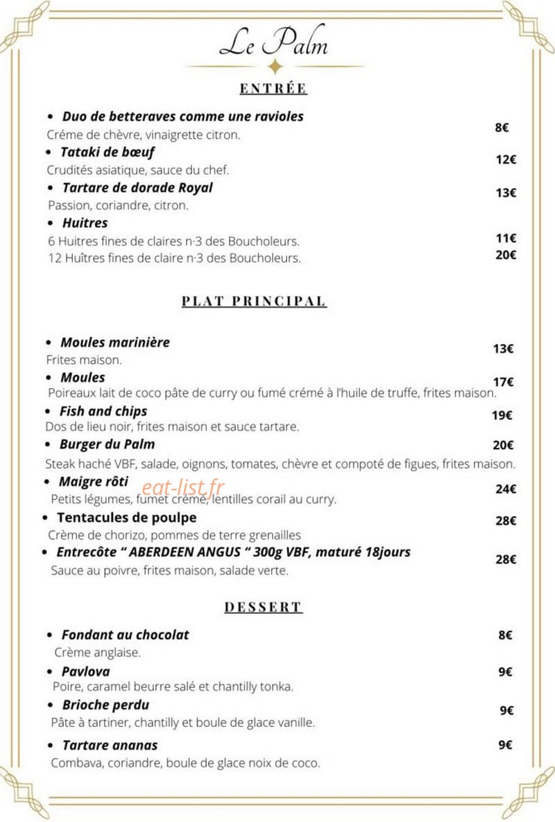 Le Palm — carte page 1