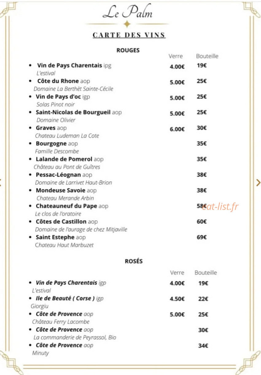 Le Palm — carte page 2