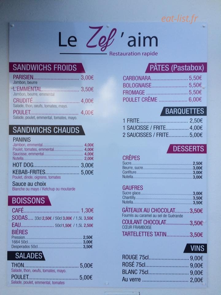 Le Zef'aim — carte page 1