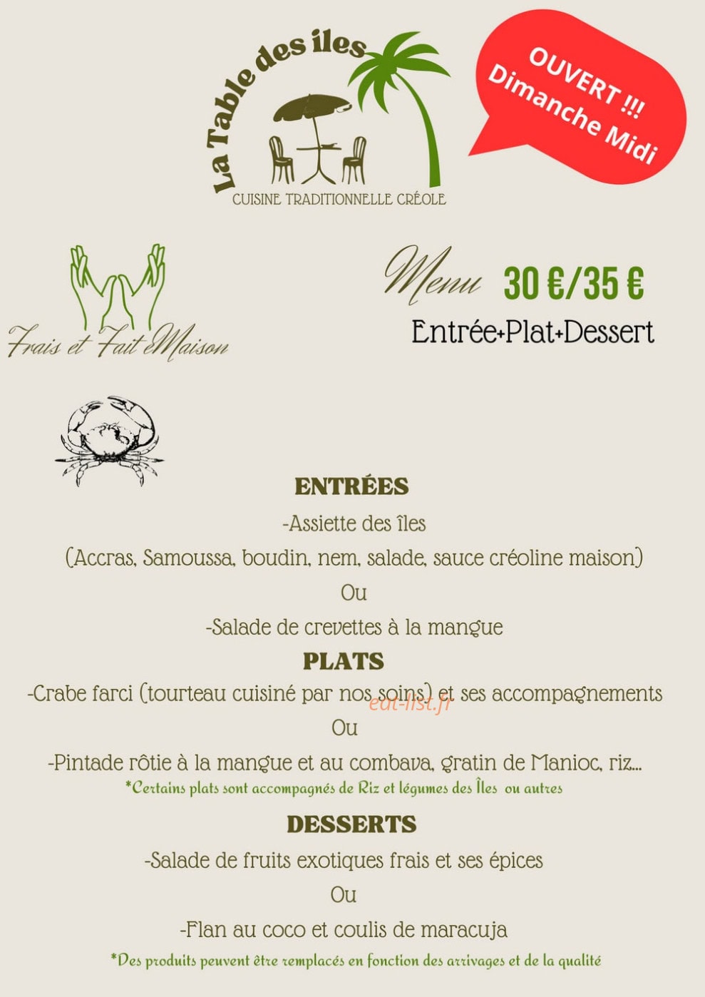 La Table des Îles — carte page 1