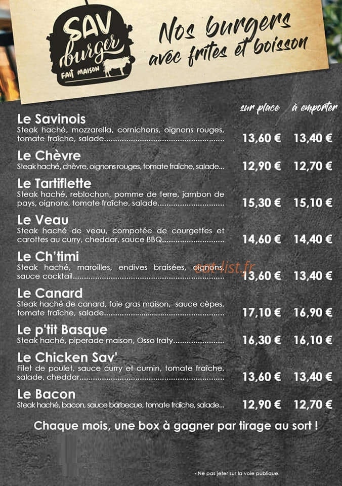 Sav'burger — carte page 2