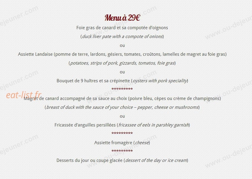 Restaurant de la Gare — carte page 4