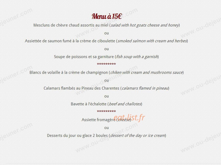 Restaurant de la Gare — carte page 2