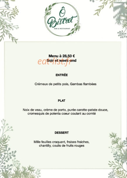 Ô Bistrot — carte page 2