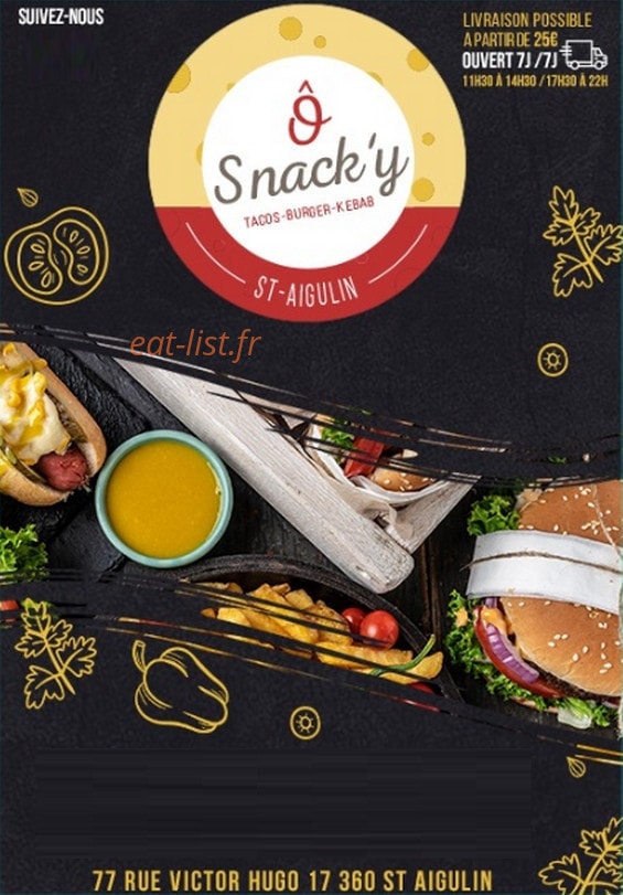Ô Snack'Y — carte page 1