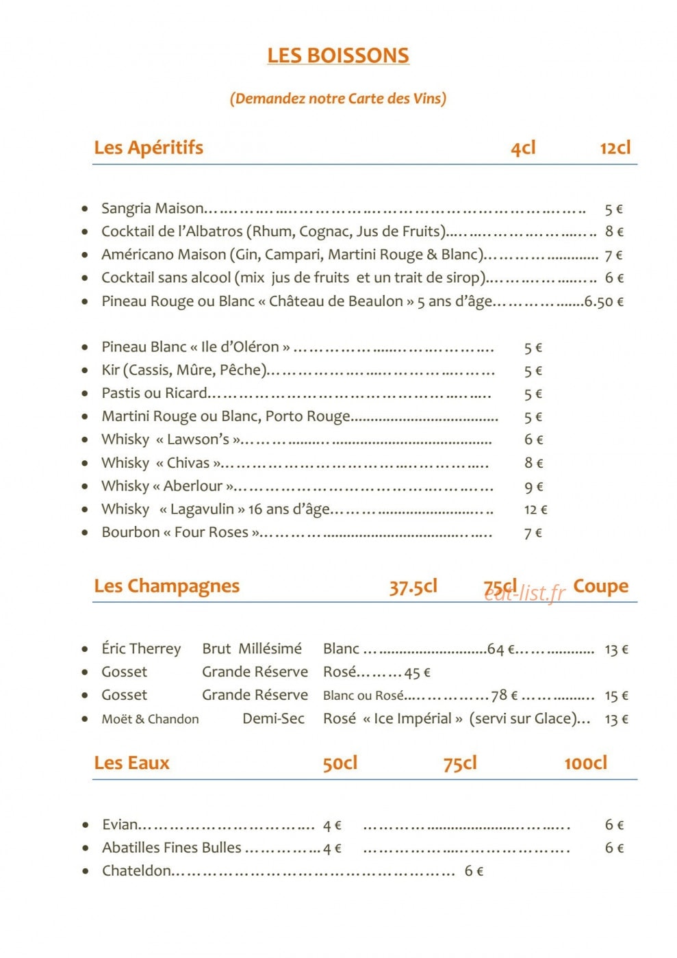L'Albatros à Saint Trojan Les Bains - menu et photos