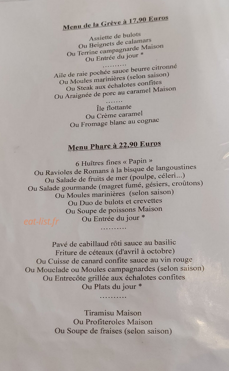 Chez Roberte — carte page 1