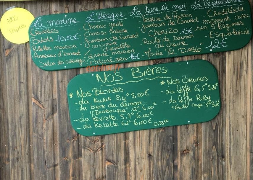 Carte et menu de La Cabane des bons vivants à La Tremblade — Un extrait de la carte