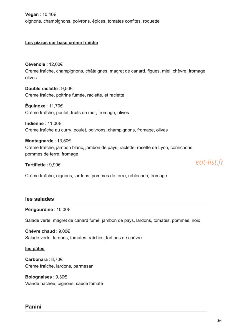 Pizza joffre Le lapin pêcheur — carte page 3
