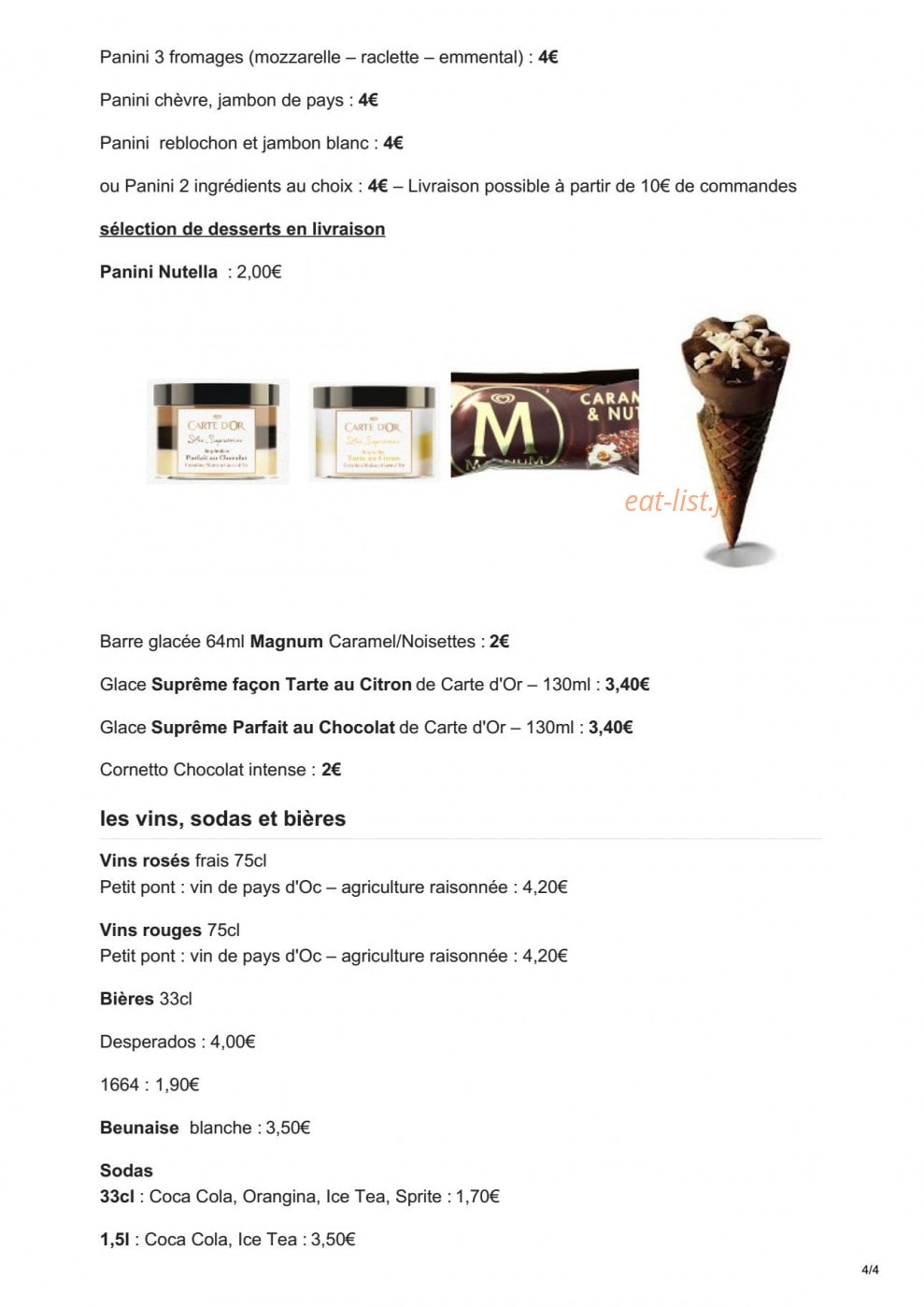 Pizza joffre Le lapin pêcheur — carte page 4
