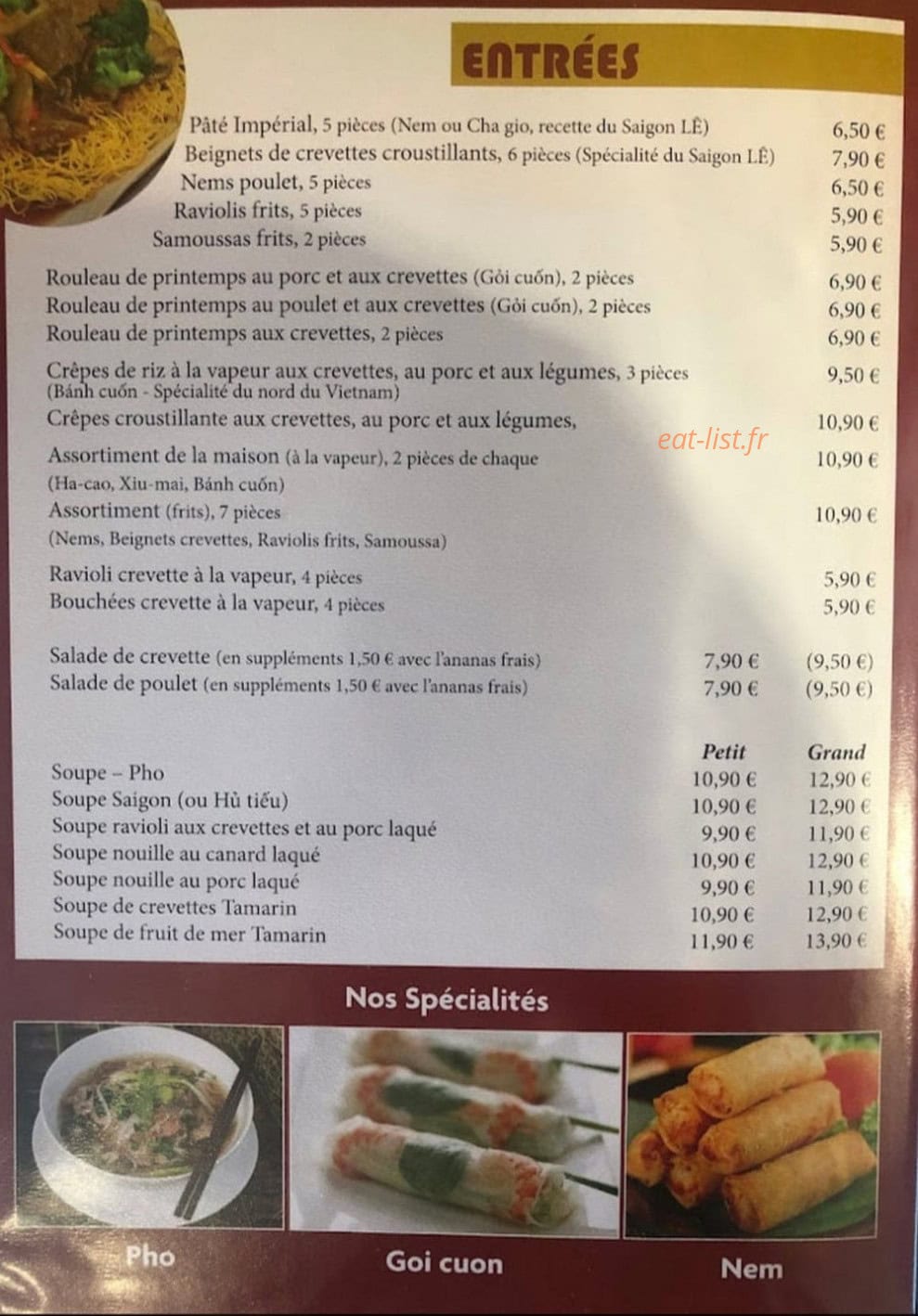 Le Saigon — carte page 1
