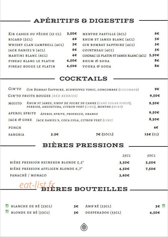 Chez Martin — carte page 7