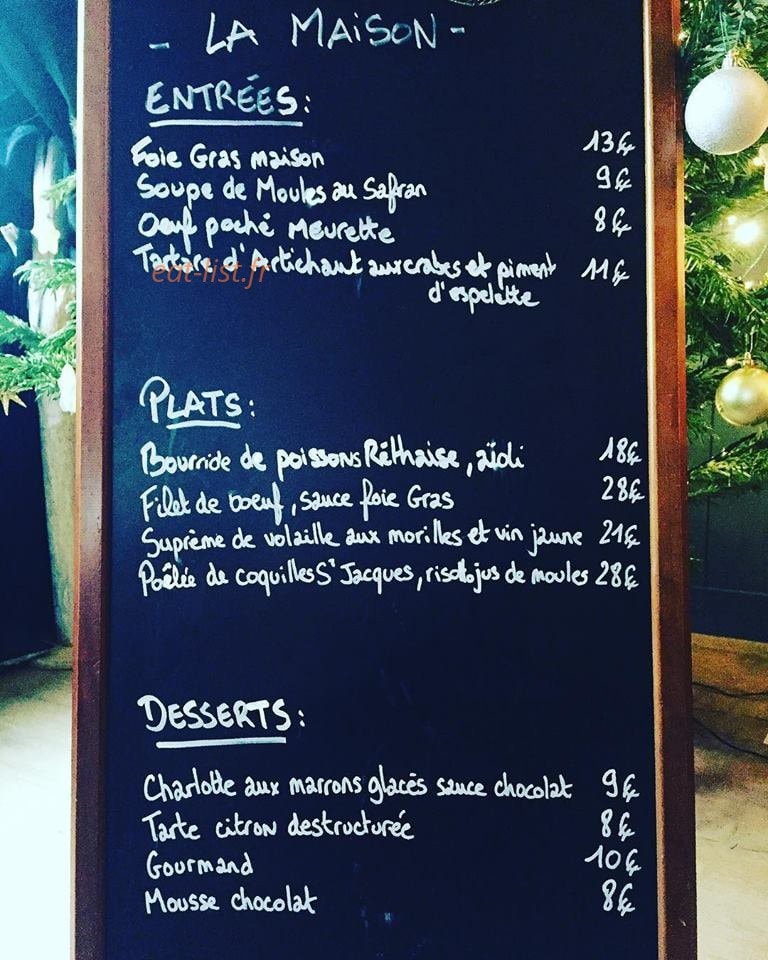 Carte et menu de La Maison St Martin à Saint Martin de Re — Entrées, plats et desserts