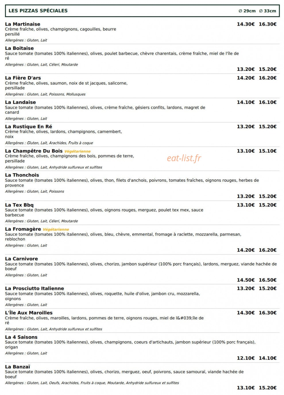 Le Kiosque à Pizzas — carte page 3