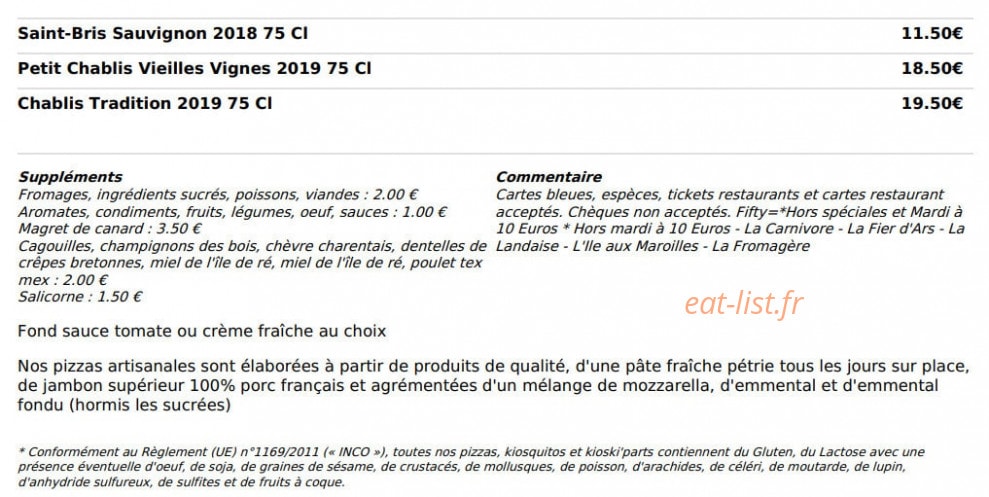 Le Kiosque à Pizzas — carte page 6