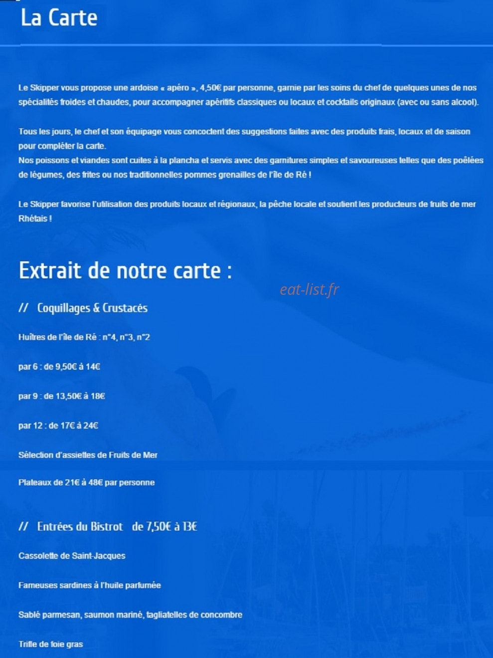 Restaurant Le Skipper — carte page 1