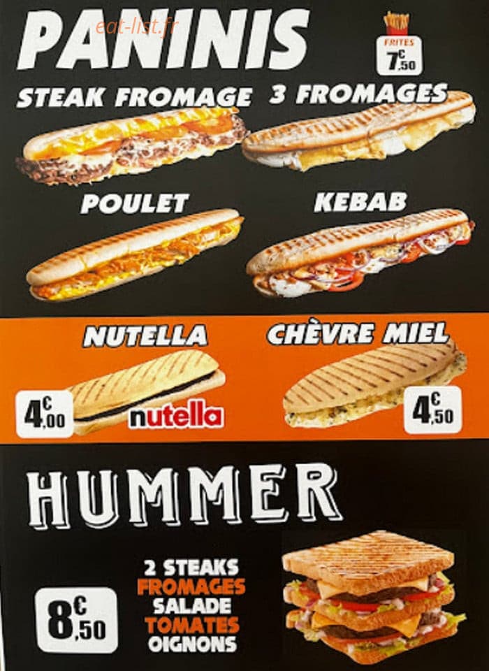 Carte et menu de Salam en ré à Saint Martin de Re — Les paninis et hummers