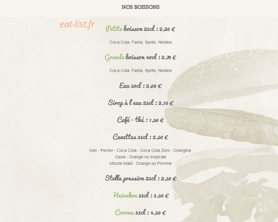 Beach Burger — carte page 8