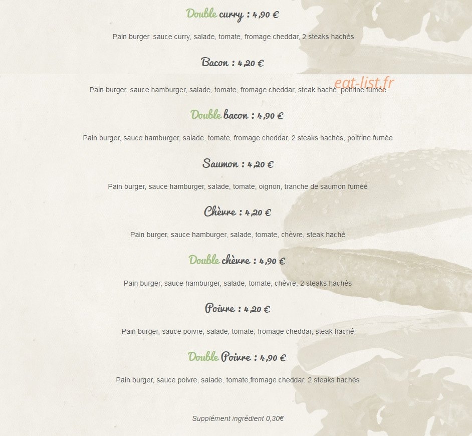 Beach Burger — carte page 3