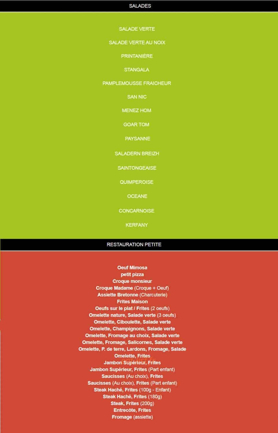 La Quimperoise — carte page 1
