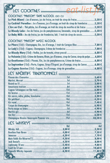 Le bistrot du phare — carte page 8