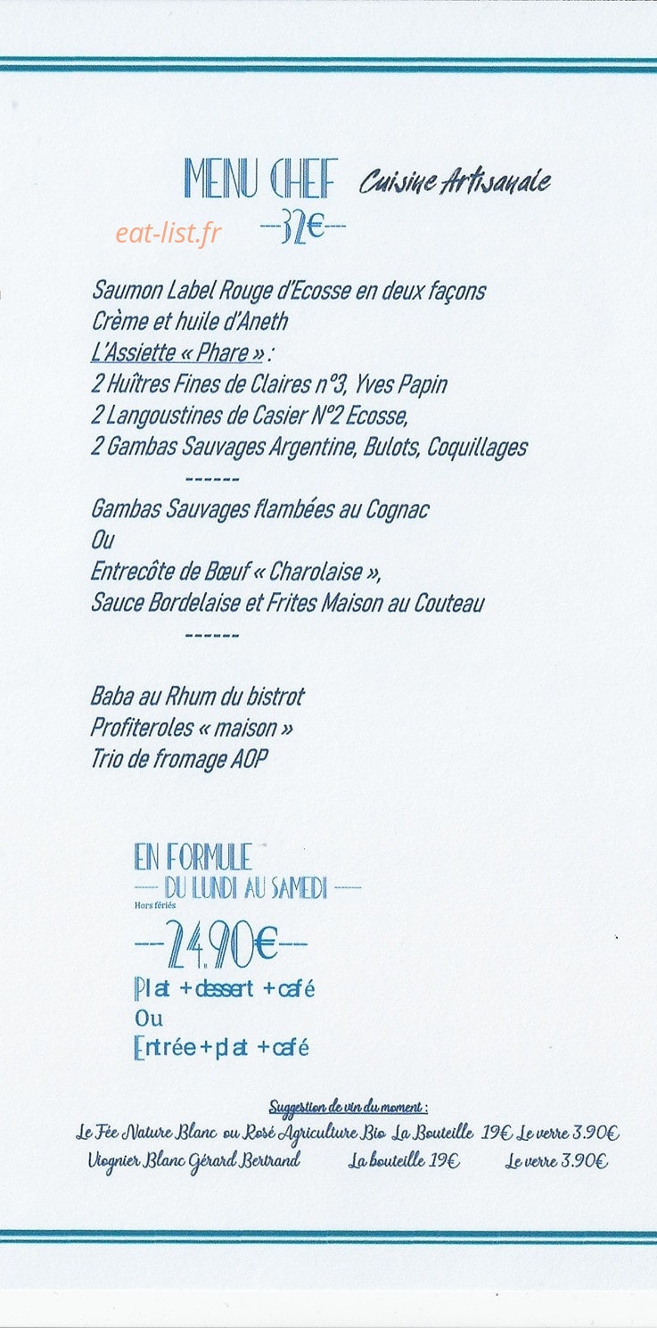 Le bistrot du phare — carte page 3
