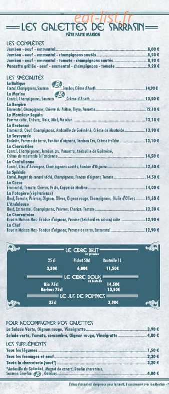 Le bistrot du phare — carte page 6