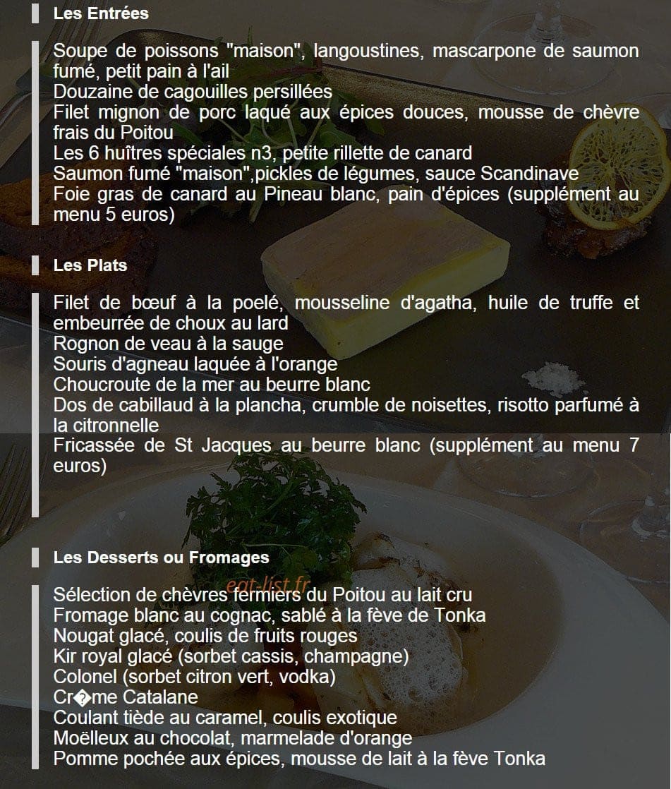 Carte et menu de Le Flandre à Saint Palais sur Mer — Entrées, plats, desserts,....