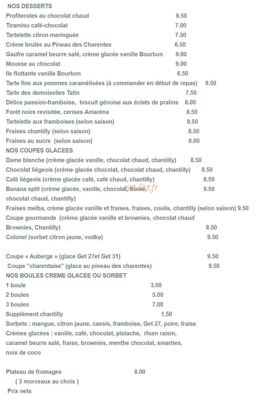 Auberge de l'etain — carte page 4