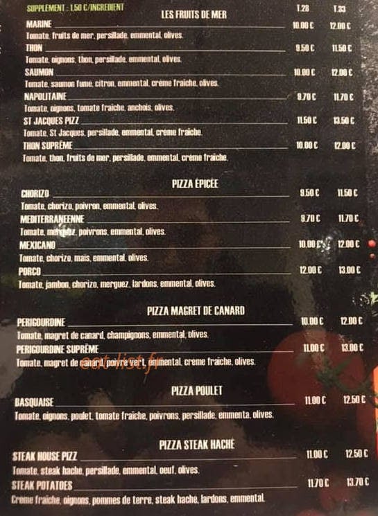Euro pizz — carte page 2