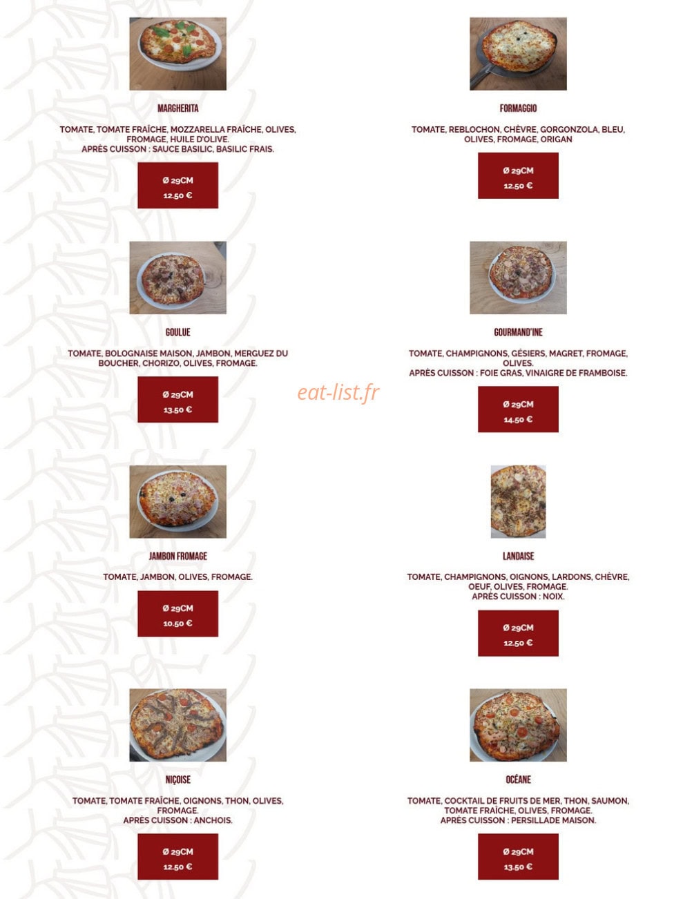 Azzurra Pizz — carte page 2