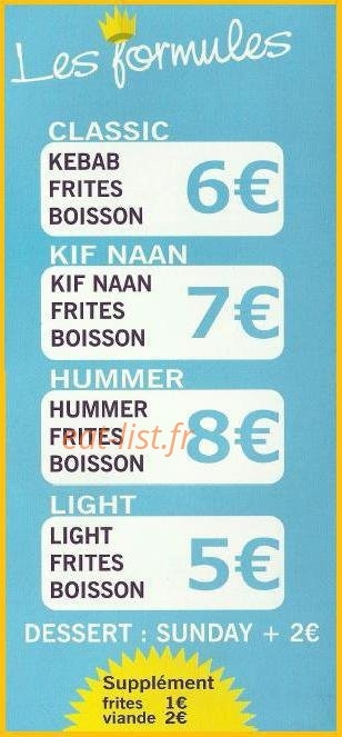 Kif Kebab — carte page 3