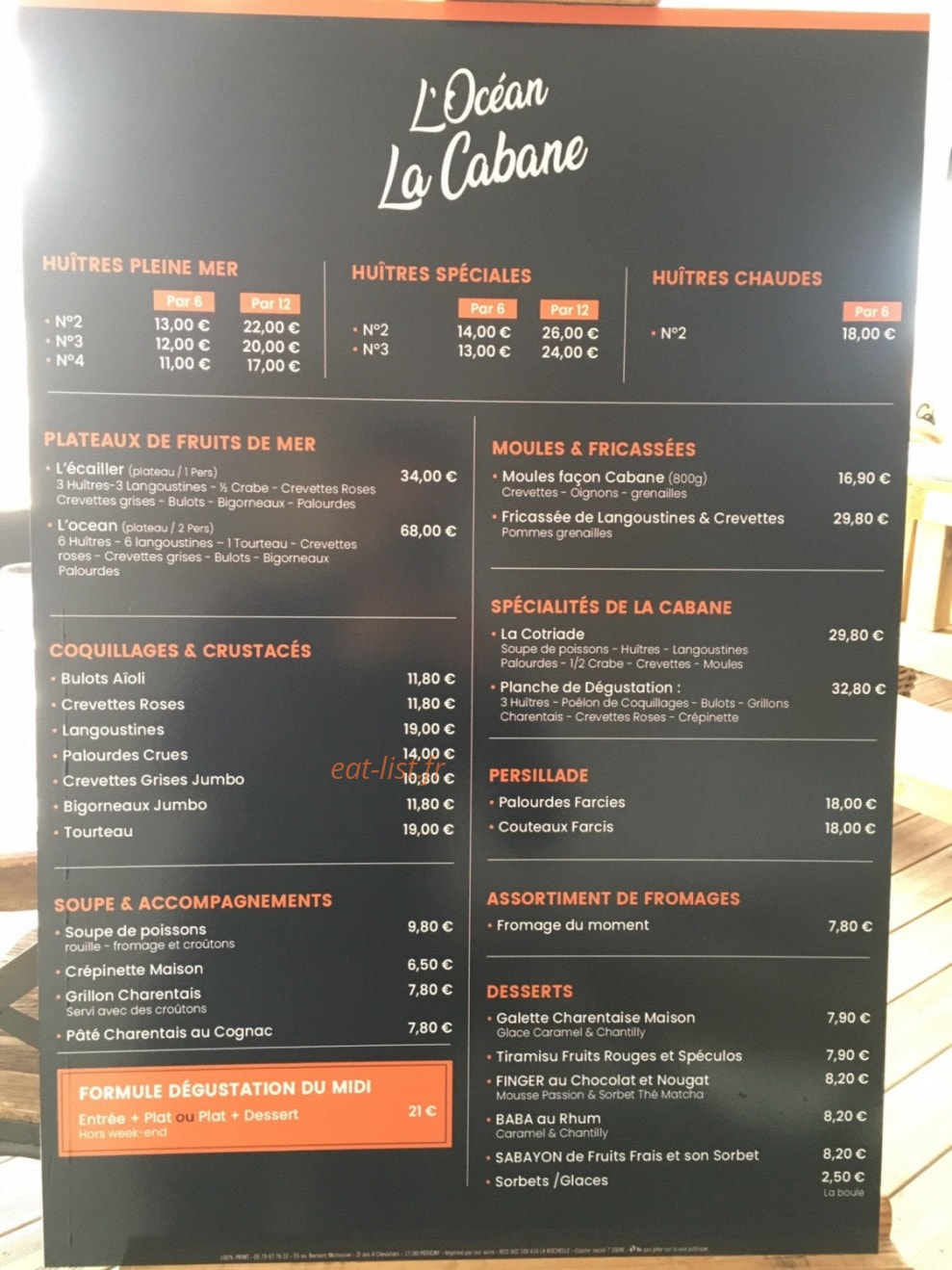L'Ocean La Cabane — carte page 1