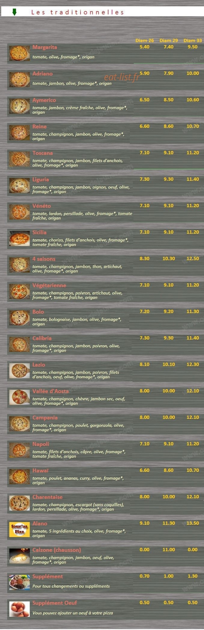 Four'As Pizz — carte page 1