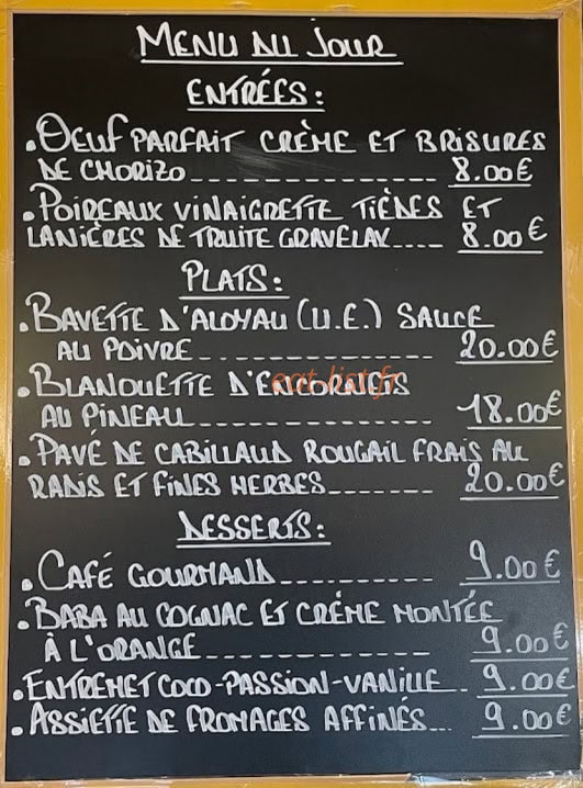 Le bistrot du coin — carte page 1