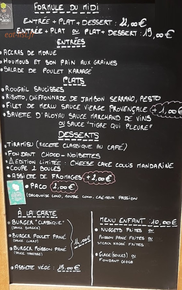 Le Café de la Place — carte page 1